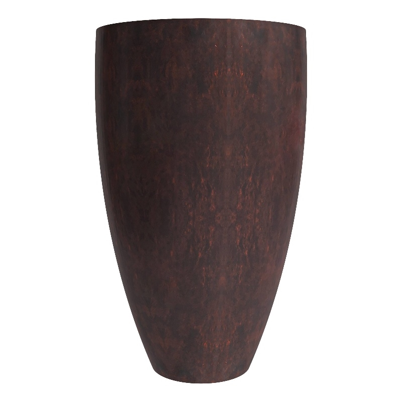 LeisureMod Petal Tapered Round Planter Pot in Fiberstone and Clay Brown