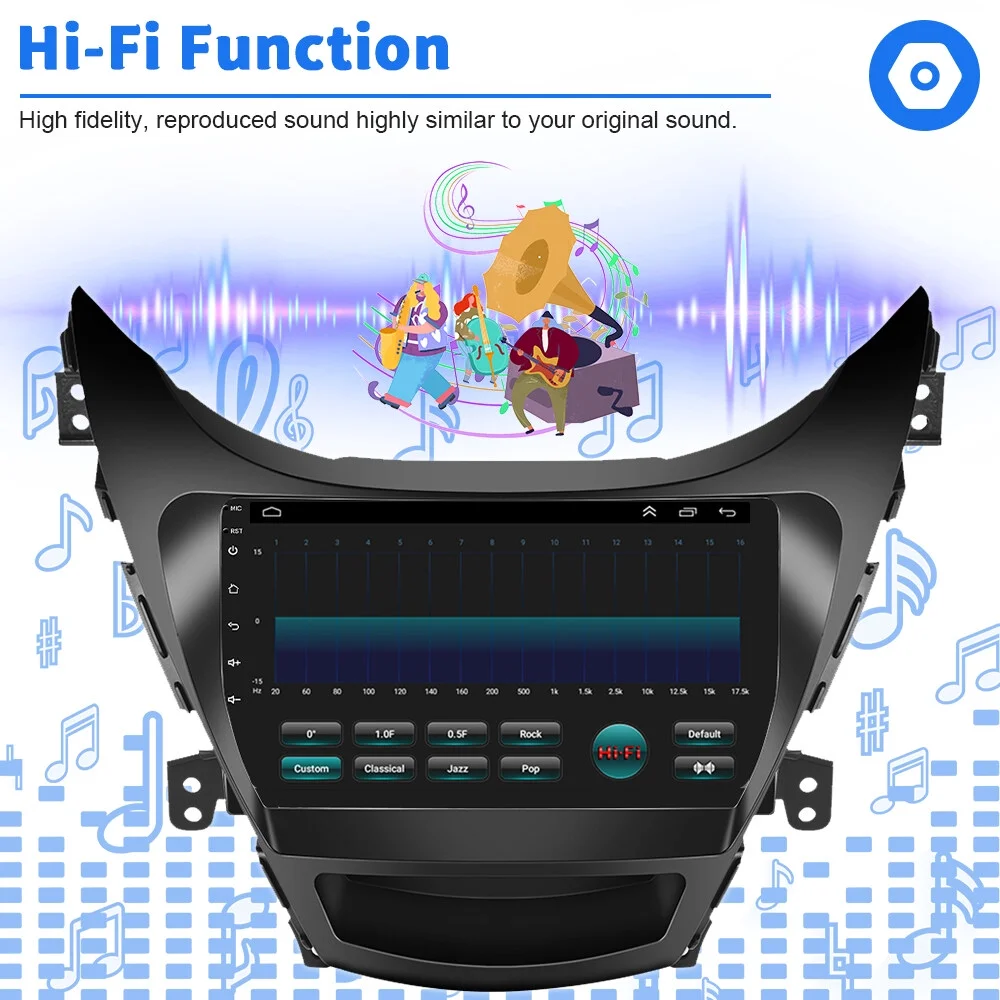 Podofo 2+64G for Hyundai Elantra 2012-2013 Wireless Carplay Android Auto 9'' Car Stereo Radio Android 13 HD 1080P WIFI GPS FM Bluetooth,with AHD Backup Camera