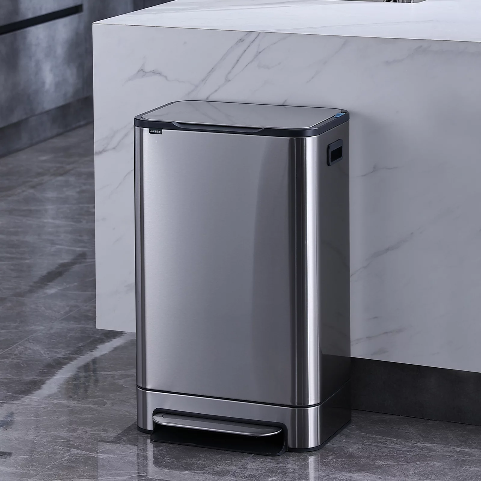 Kitchen Trash Can - ELPHECO - 13.2 Gallon Stainless Steel Garbage Bin with Soft Slow Lid, 50 Liter Pedal Trash Can, Durable Pedal, Removable Plastic Inner Bucket Waste Bin for Office, Kitchen, Outside