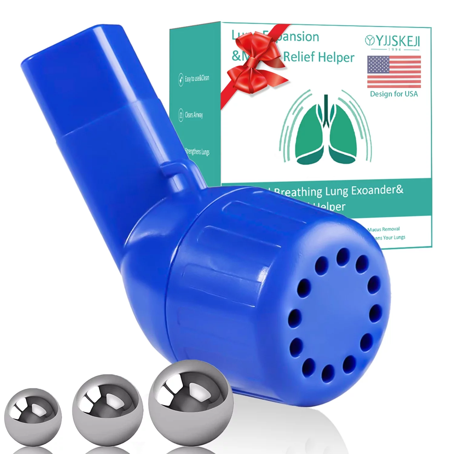 Lung Exerciser, Breathing Exercise Device for Lungs, Mucus Clearance and Lung Expansion Device,Valve Mucus Removal Device.(Blue)