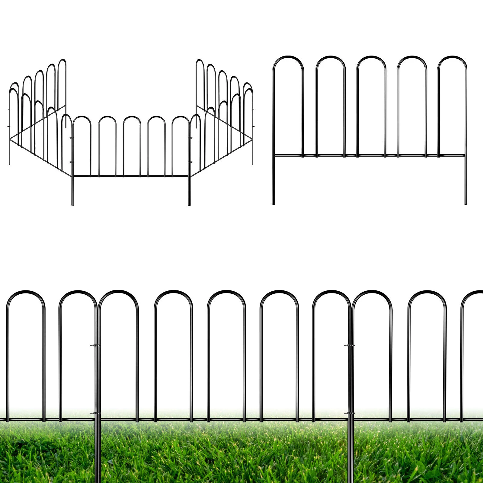 18 Pack Garden Animal Barrier Rustproof Metal Fence Panels Border for Yard Decor
