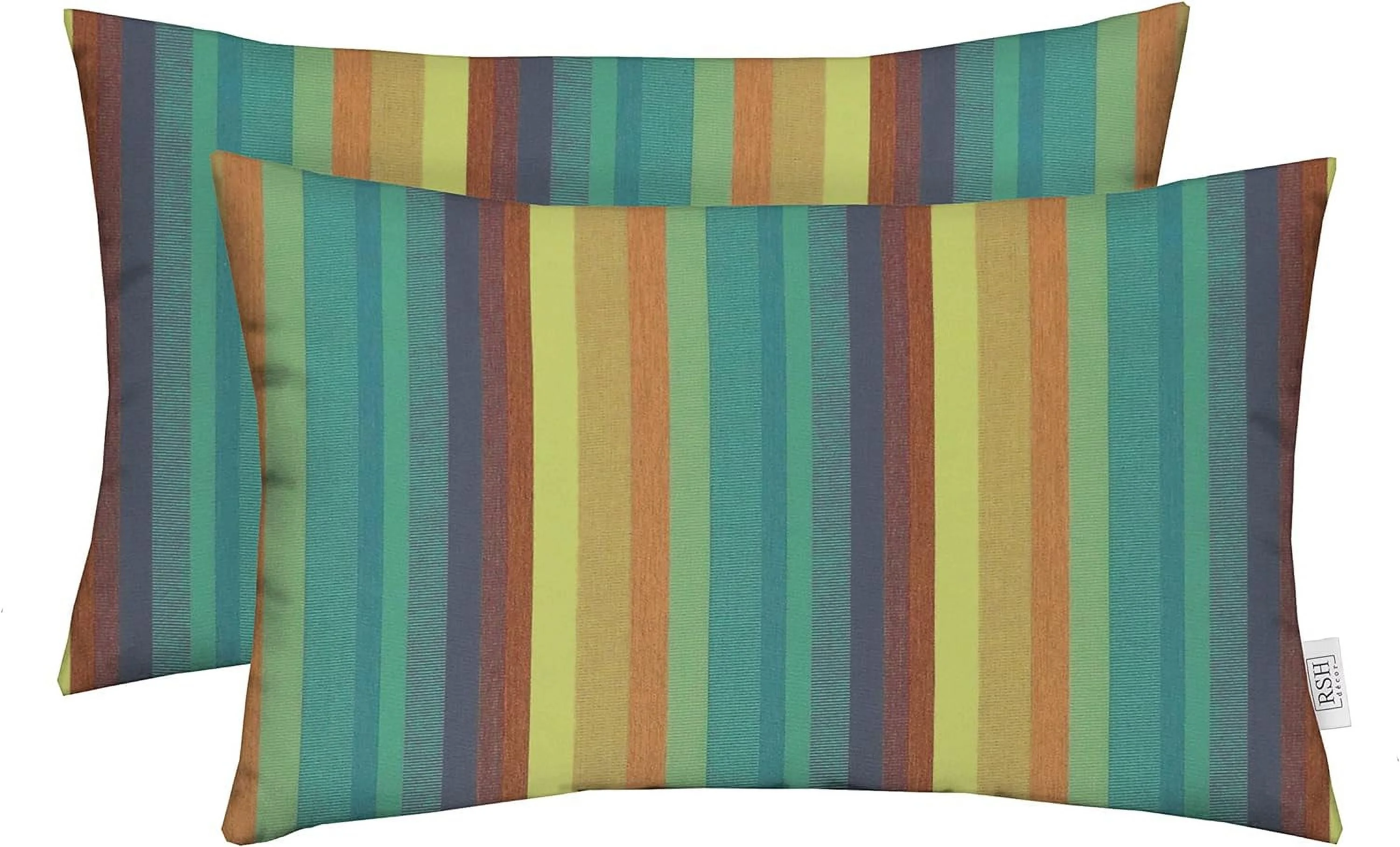 Set Of 2 Lumbar Throw Pillows | Indoor/Outdoor All Weather Sunbrella Fabric | Decorative Accent Cushions For Patio Furniture | Reversible | 20” X 12