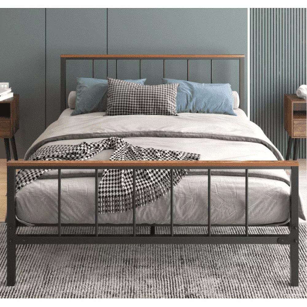 DremFaryoyo Metal Platform Bed frame with Headboard and Footboard Sturdy Metal Frame  No Box Spring Needed(Full)