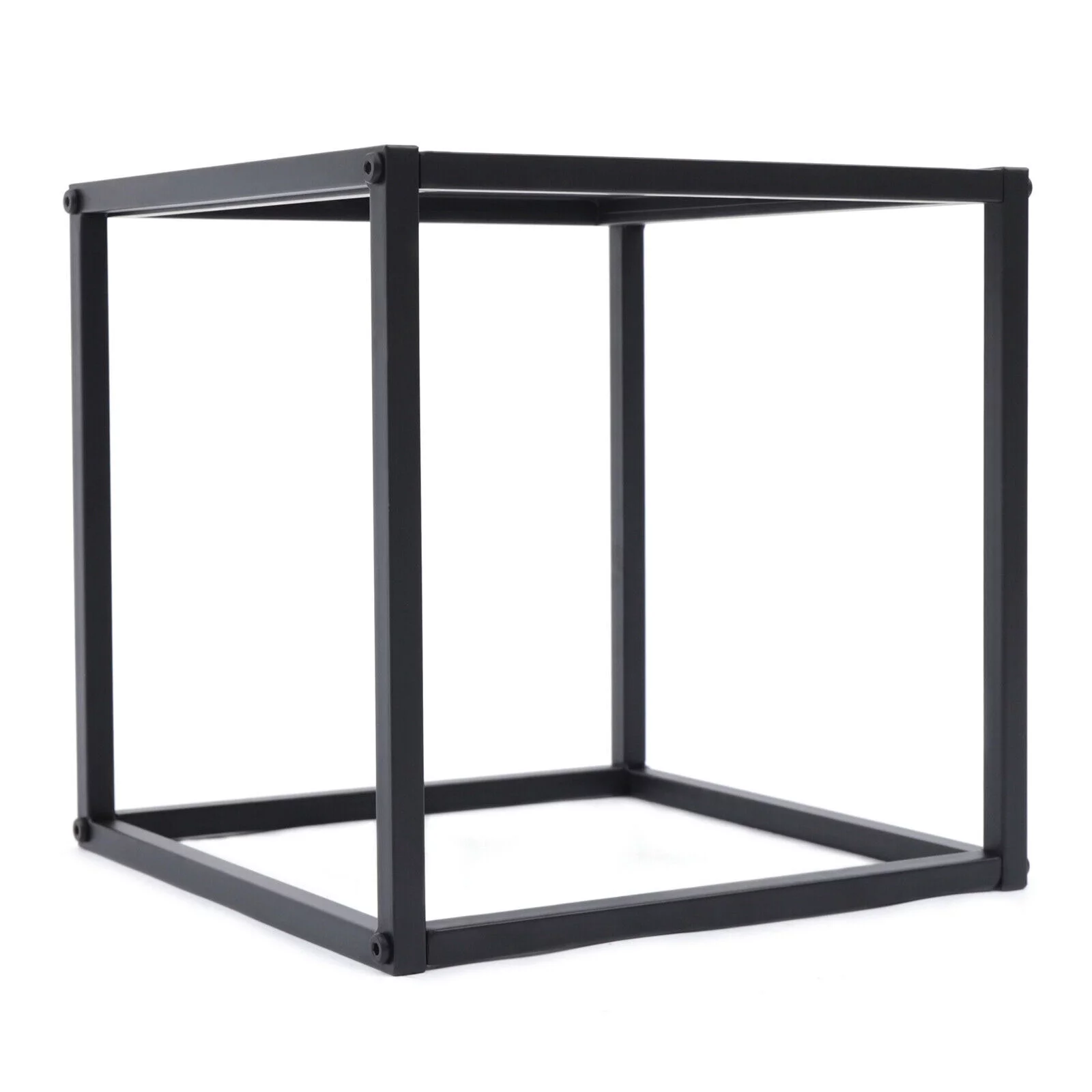 2pc Modern Square Metal Coffee Table Side/End Table Tray Matt Black Office Home