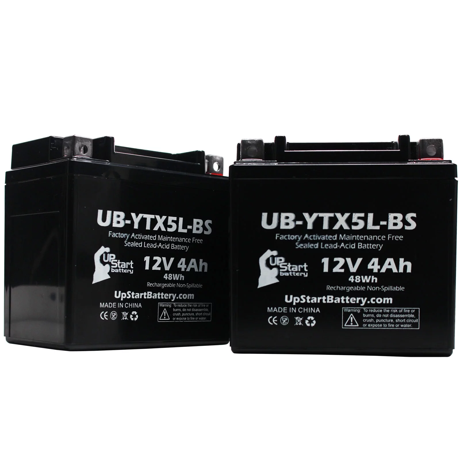 2-Pack UpStart Battery Replacement 2012 Aprilia RS4 50 50CC Factory Activated, Maintenance Free, Motorcycle Battery - 12V, 4Ah, UB-YTX5L-BS