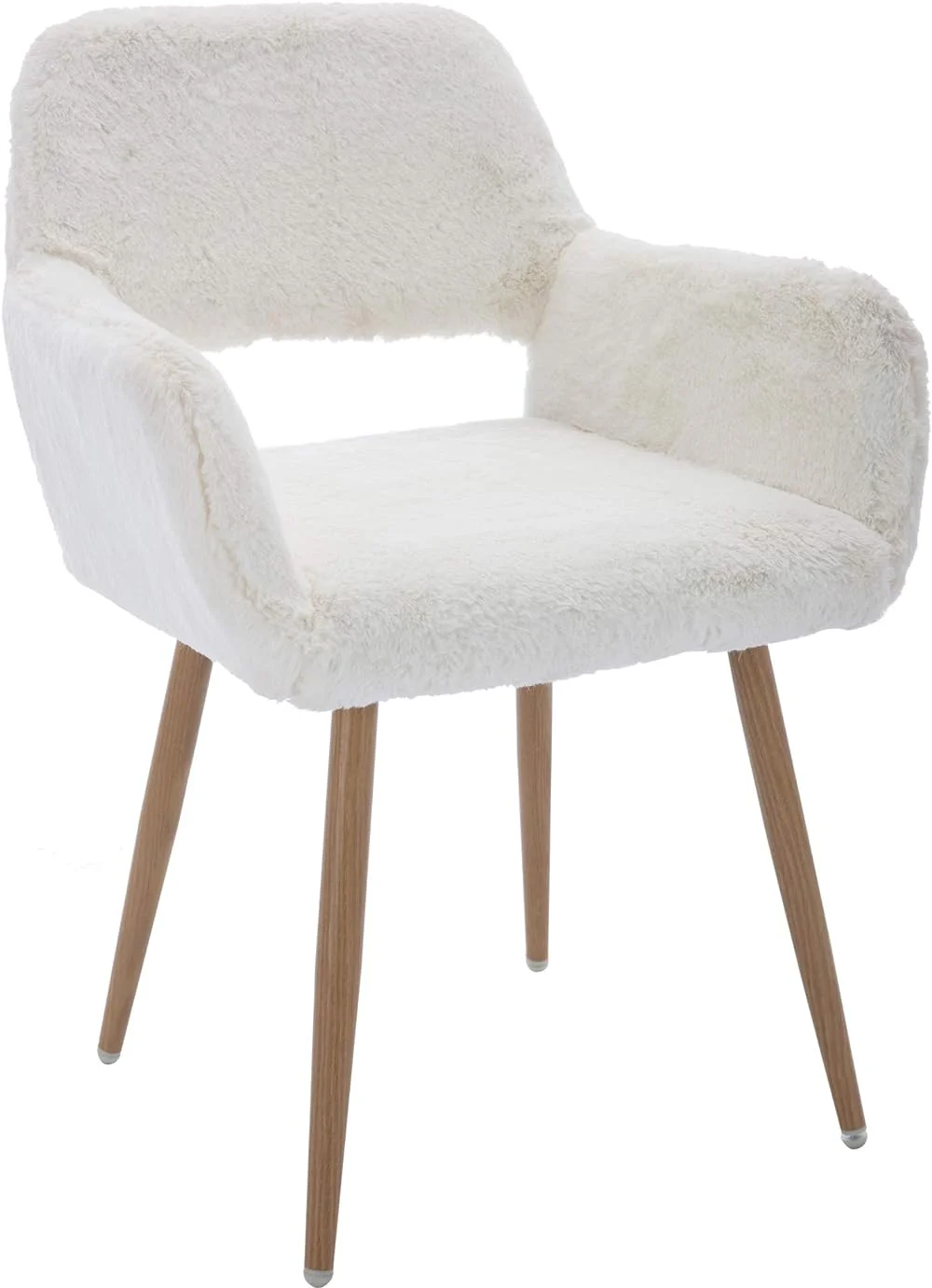 ZFGSUIJN Faux Fur Desk Chair  Mid-Century  Faux Fur Chair  Comfy Armchair with Solid Painting Steel Leg  Dining Room  Home Vanity  Office Desk Chair