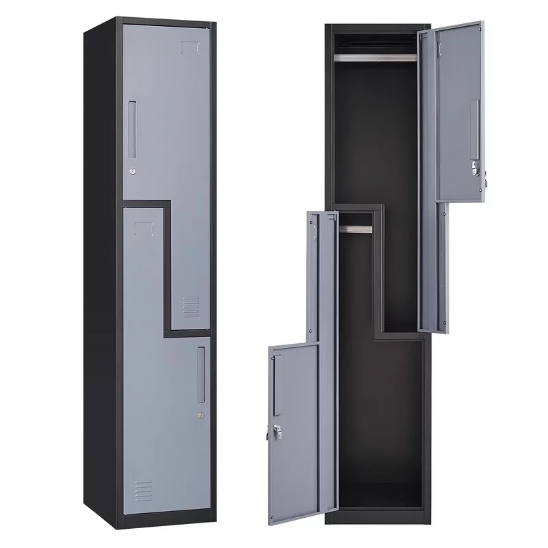 MIIIKO Metal Locker L Shape with 2 Doors Employees Locker Storage Cabinet Locker School Hospital Gym Locker Requires Assembly