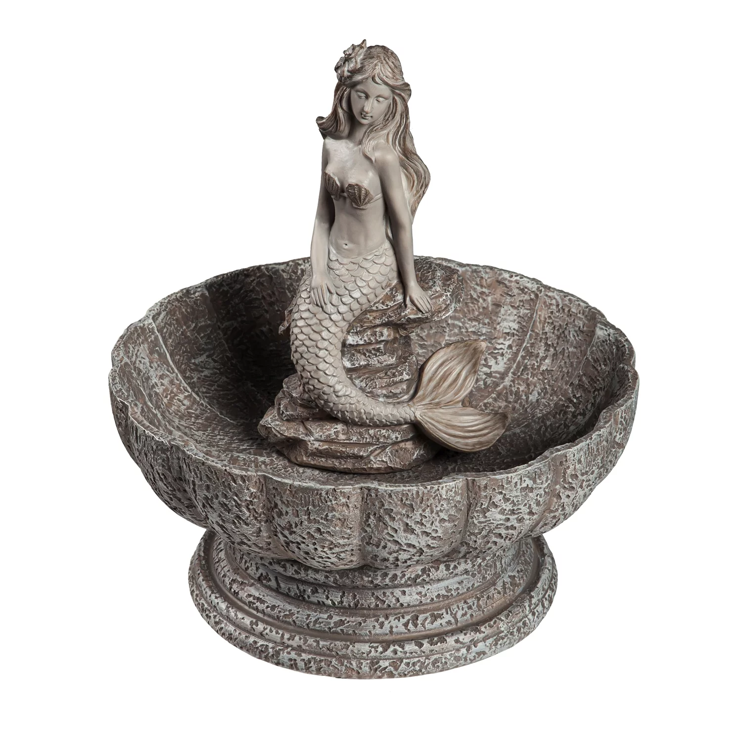 Mermaid Concrete Finish Bird Bath