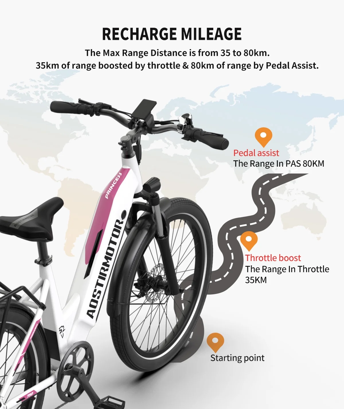 26 750W Electric Fat Tire Bike with Removable 52V15AH Lithium Battery for Adults - AOSTIRMOTOR