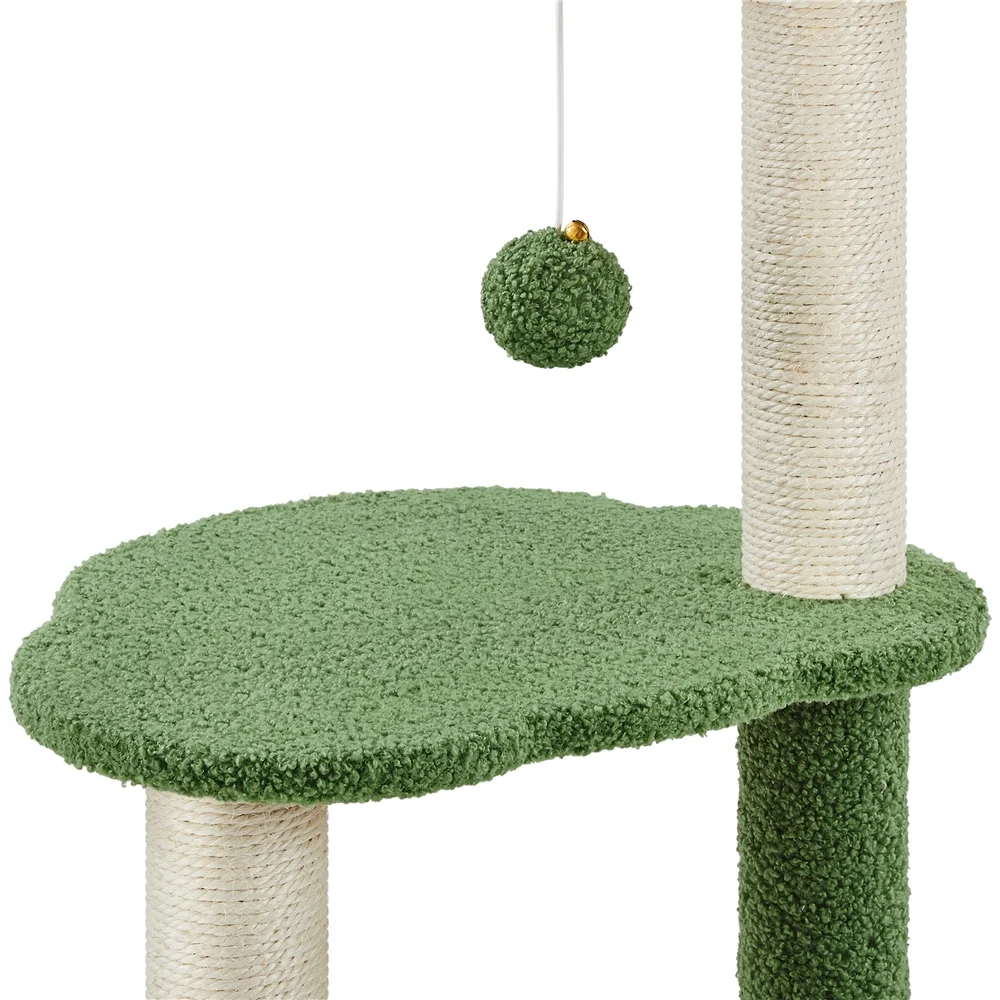 Yaheetech 42'' H Cat Tree Tower with Natural Sisal Scratching Posts, Green/Brown