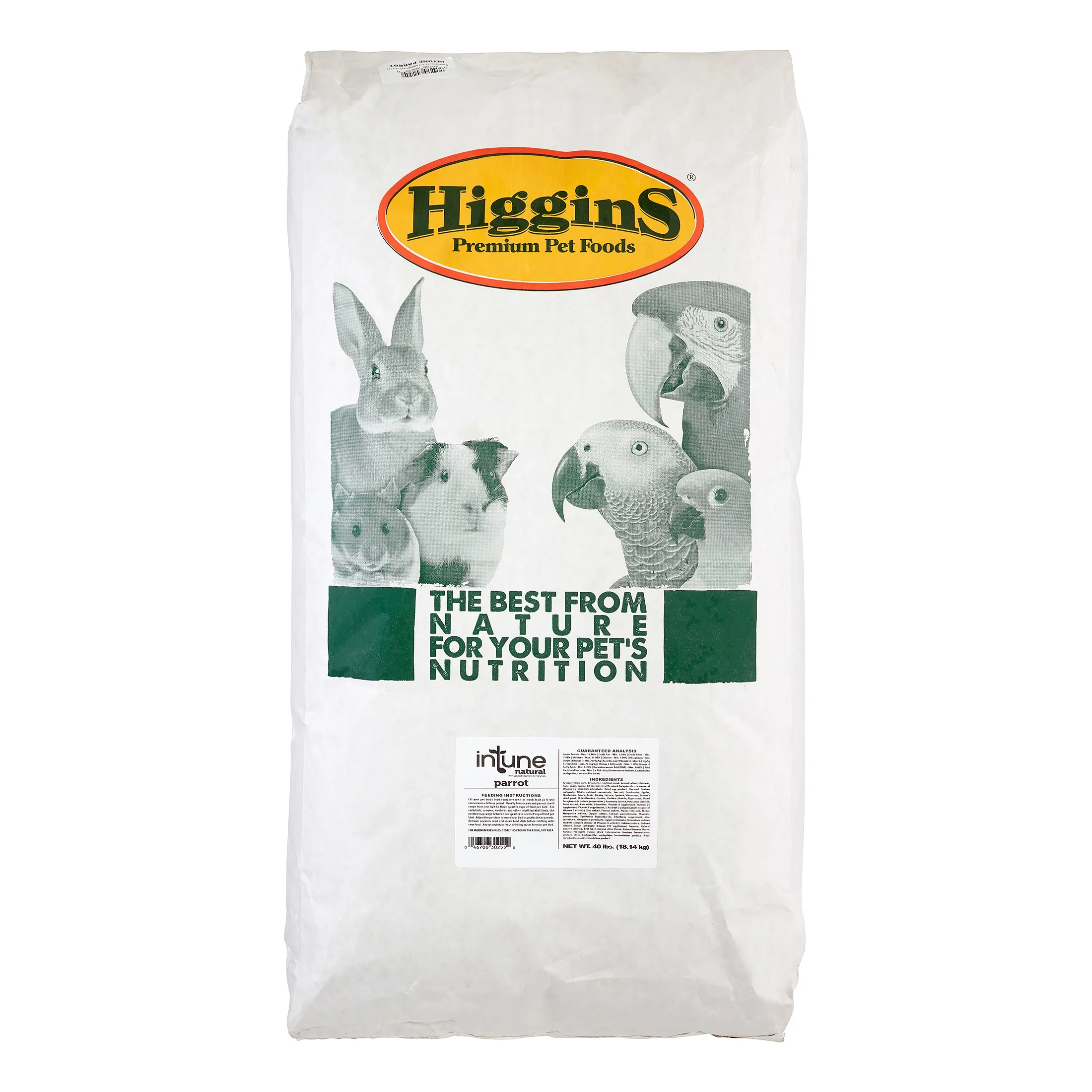 Higgins Intune Natural Parrot Bird Food, 40 Lb