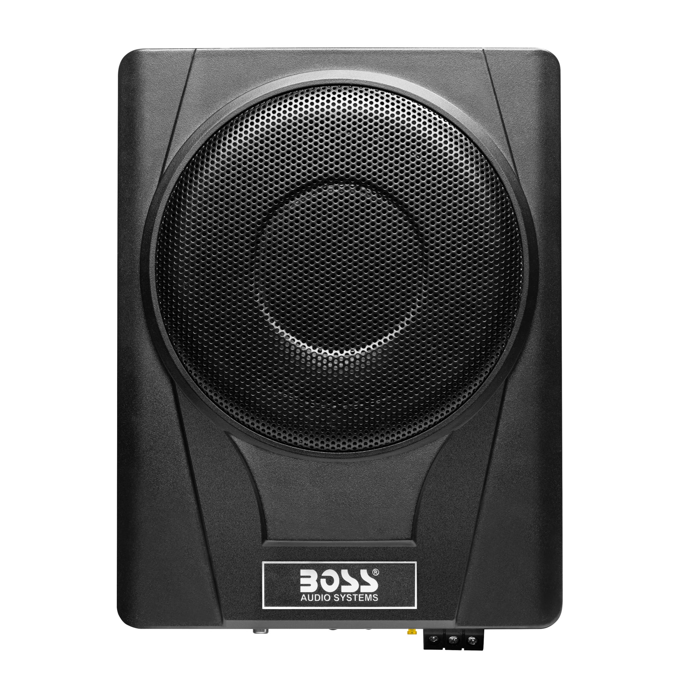 BOSS Audio Systems BASS8K 8 Inch Powered Under Seat Car Subwoofer and 8 Gauge Amp Wiring Kit Package - 800 Watts Max, Single 4 Ohm Voice Coil, Built-in Amp, Remote Subwoofer Control, Sold Individually