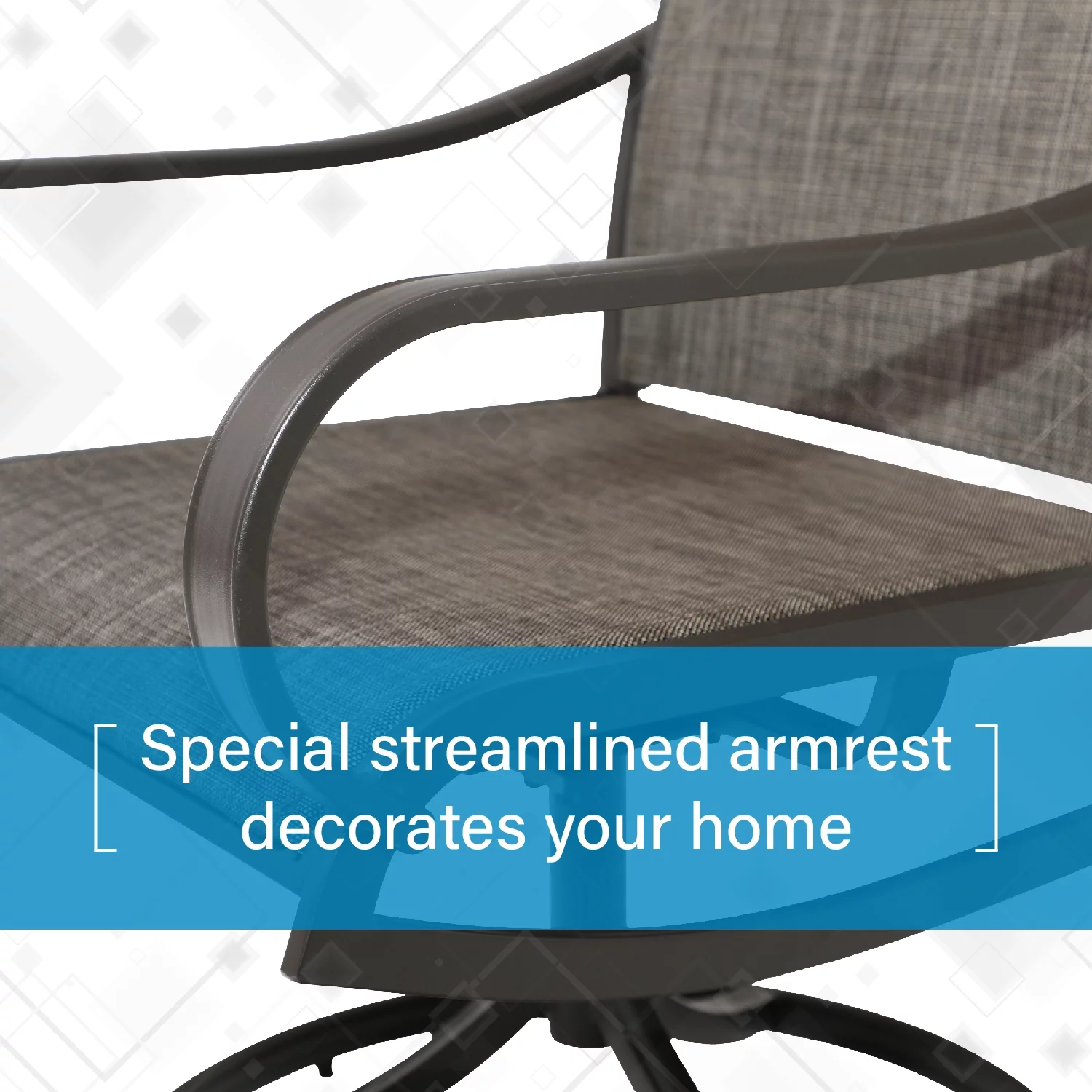 MFSTUDIO 2PCS Patio Dining Chairs Swivel Metal Chairs with Breathable Textilene, Brown