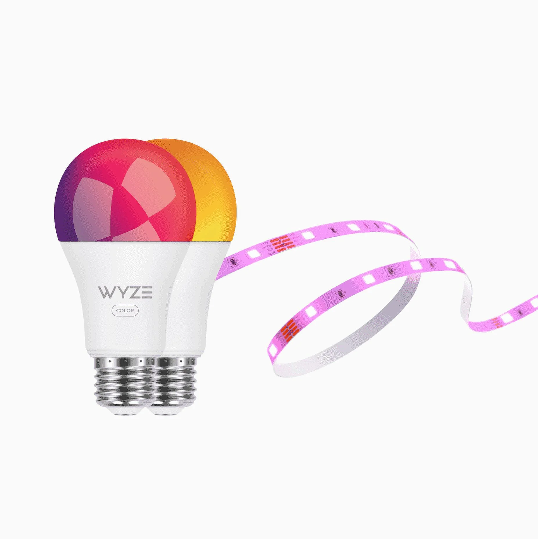 Wyze Color Lighting Bundle 2-Pack of Bulb Color A19 + Light Strip Basic 16.4ft
