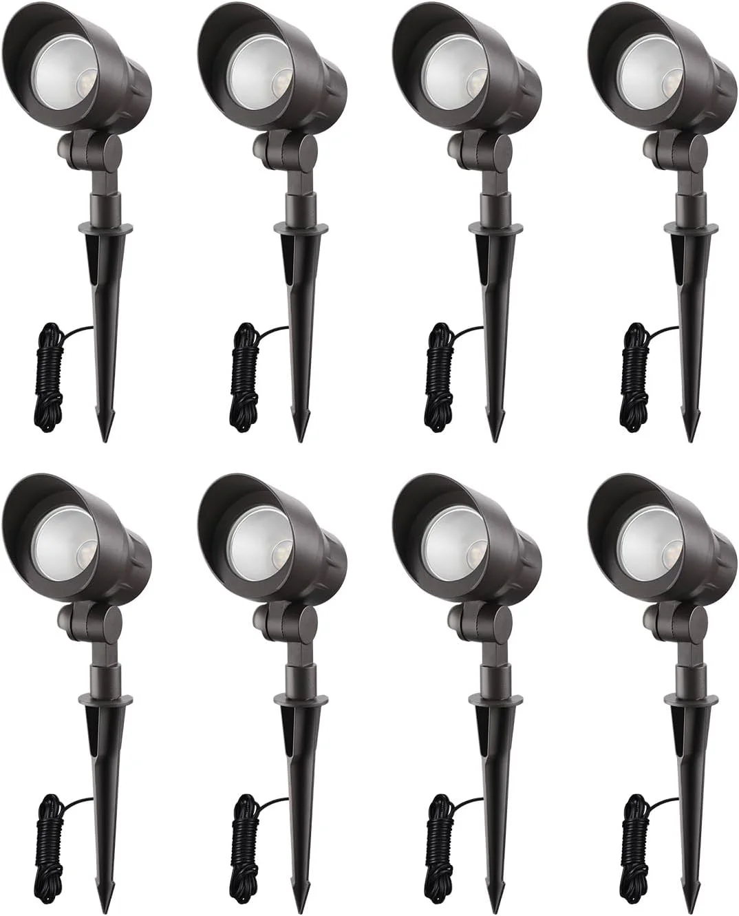LIANMEI 8-Pack Low Voltage LED Landscape Spotlight, 3000K Warm White, 4W 12V Pathway Lights Outdoor CRI90+, Aluminum Housing Spot Lights for Garden Yard Lighting, ETL Listed, Bronze Finish