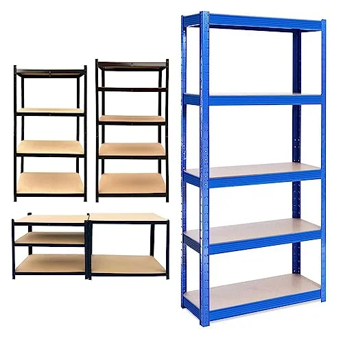 Storage Shelves 5-Tier Shelving Unit and Storage Heavy Duty Metal Shelving Adjustable Garage Storage Utility Rack Multipurpose Shelf Kitchen Storage Racking 66