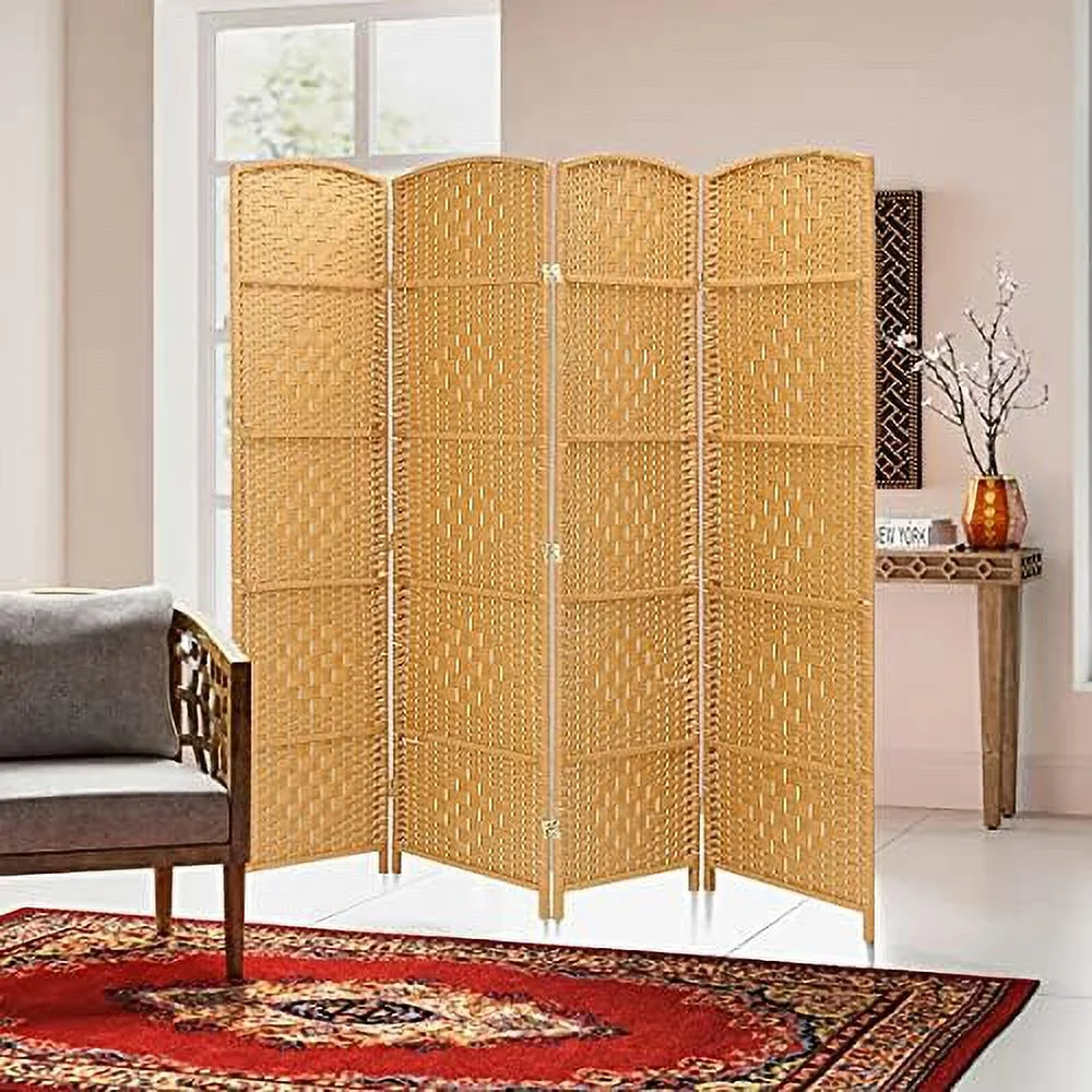 SJOLKMN RHF 6 Ft. Tall Extra Wide- Weave Fiber Room Divider  8 Panel Room Divider/Screen Room Dividers and Folding Privacy Screens 8 Panel&Room Dividers and Folding Privacy Screens-Na