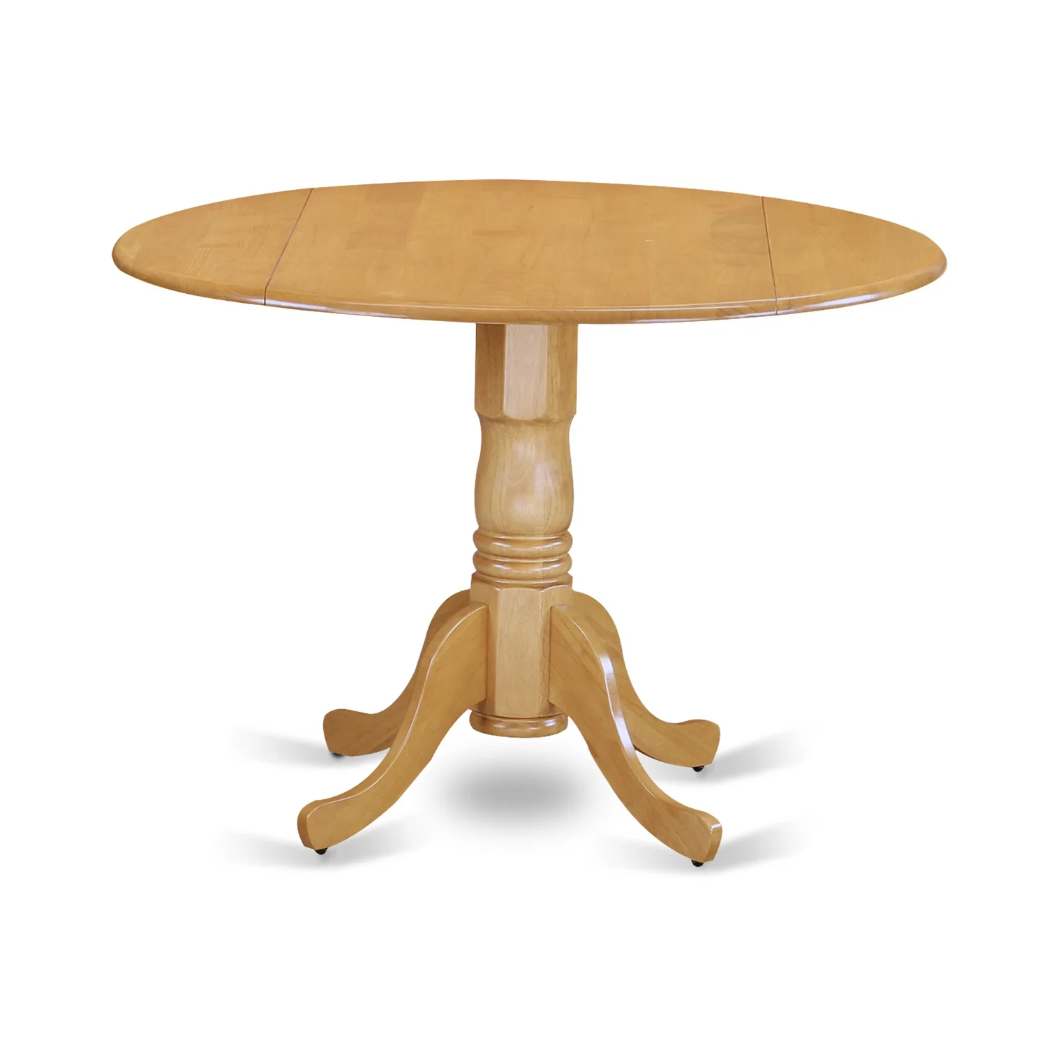 HomeStock Baroque Brilliance Round Mid Century Table Drops Leave Oak Color Table Top Surface And Asian Wood Kitchen Dining Table Pedestal Legs Oak Finish