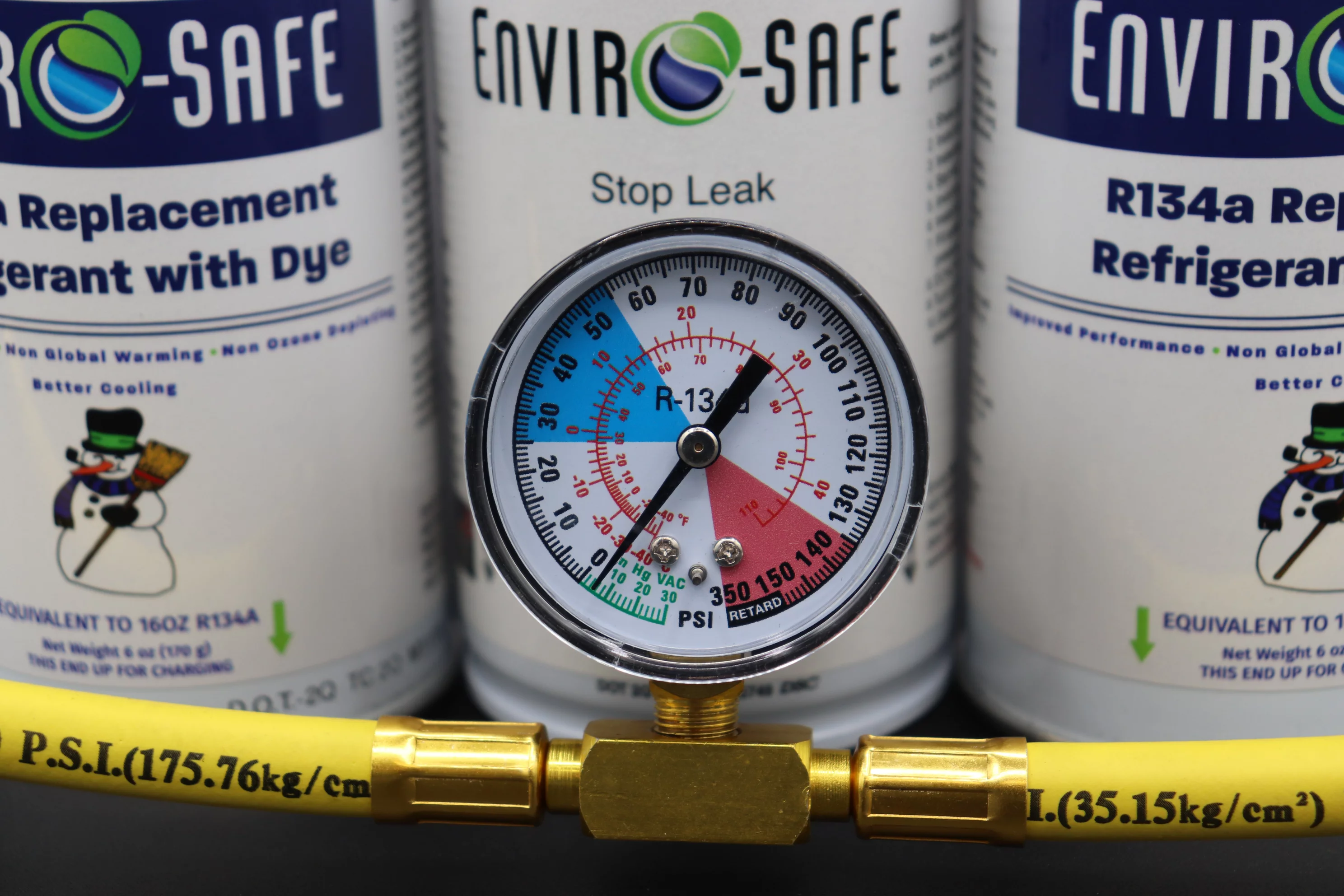Enviro-Safe R134a Replacement w/Dye Stop Leak & Gauge Kit #RSG-4