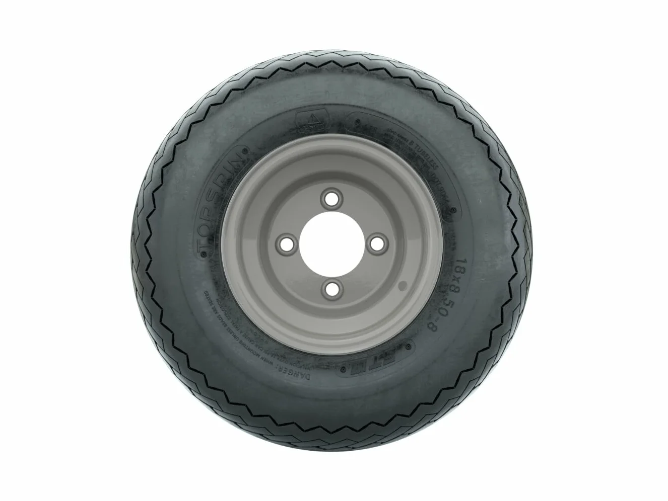 GTW 8 inch Steel Grey Golf Cart Wheel on 18x8.5-8 Topspin Sawtooth Golf Cart Street Tire|Set of 4