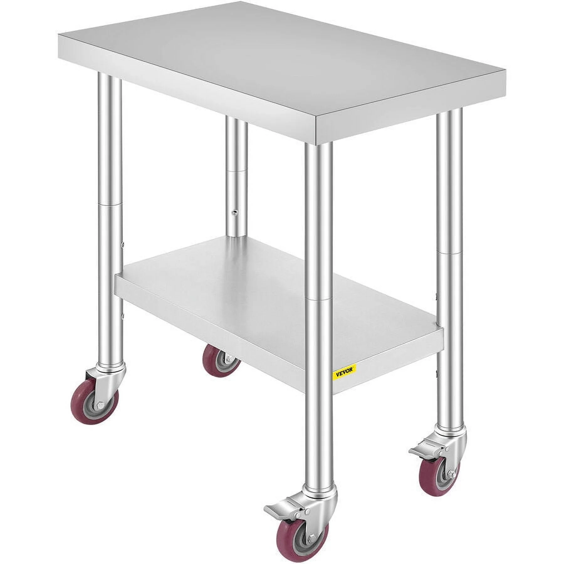 VEVOR Stainless Steel Work Prep Table with Wheels, 18