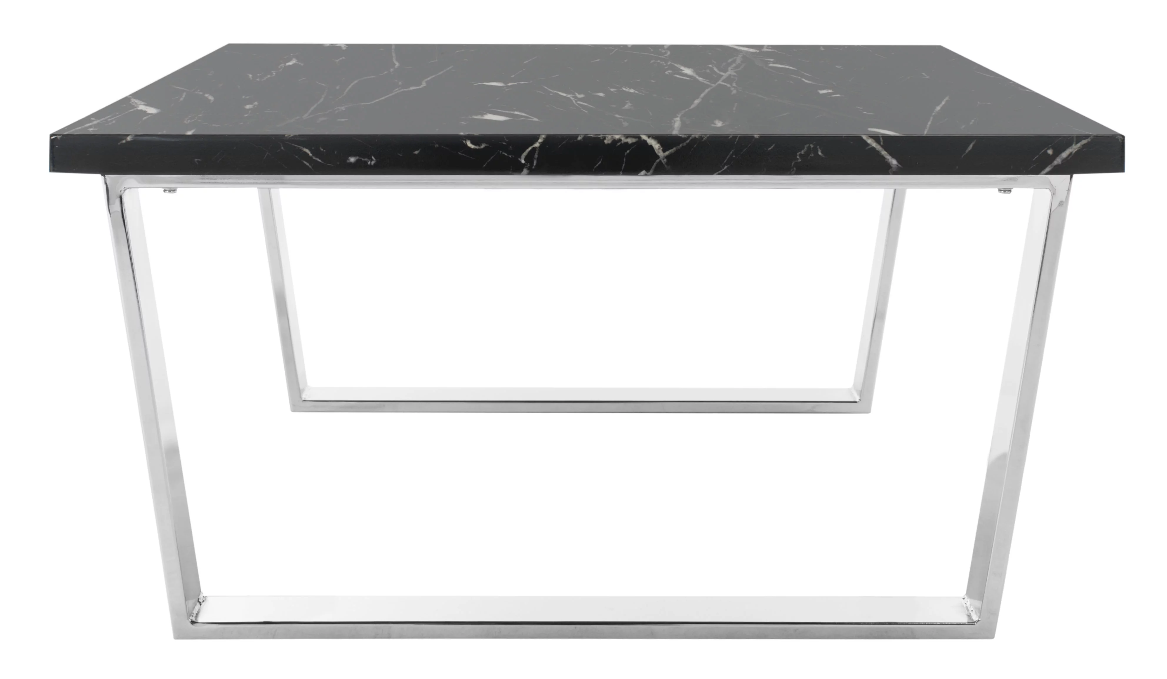 SAFAVIEH Carmen Modern Glam Square Coffee Table, Black Marble/Chrome