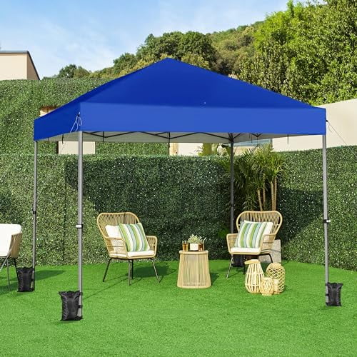Yaheetech 10x10 1-Person Setup Pop Up Canopy Tent, Instant Portable Commercial Canopy Tent, Outdoor Gazebo with 1-Button Push, Wheeled Bag & 4 Sandbags for Home, Party & Outdoor Activities, Black