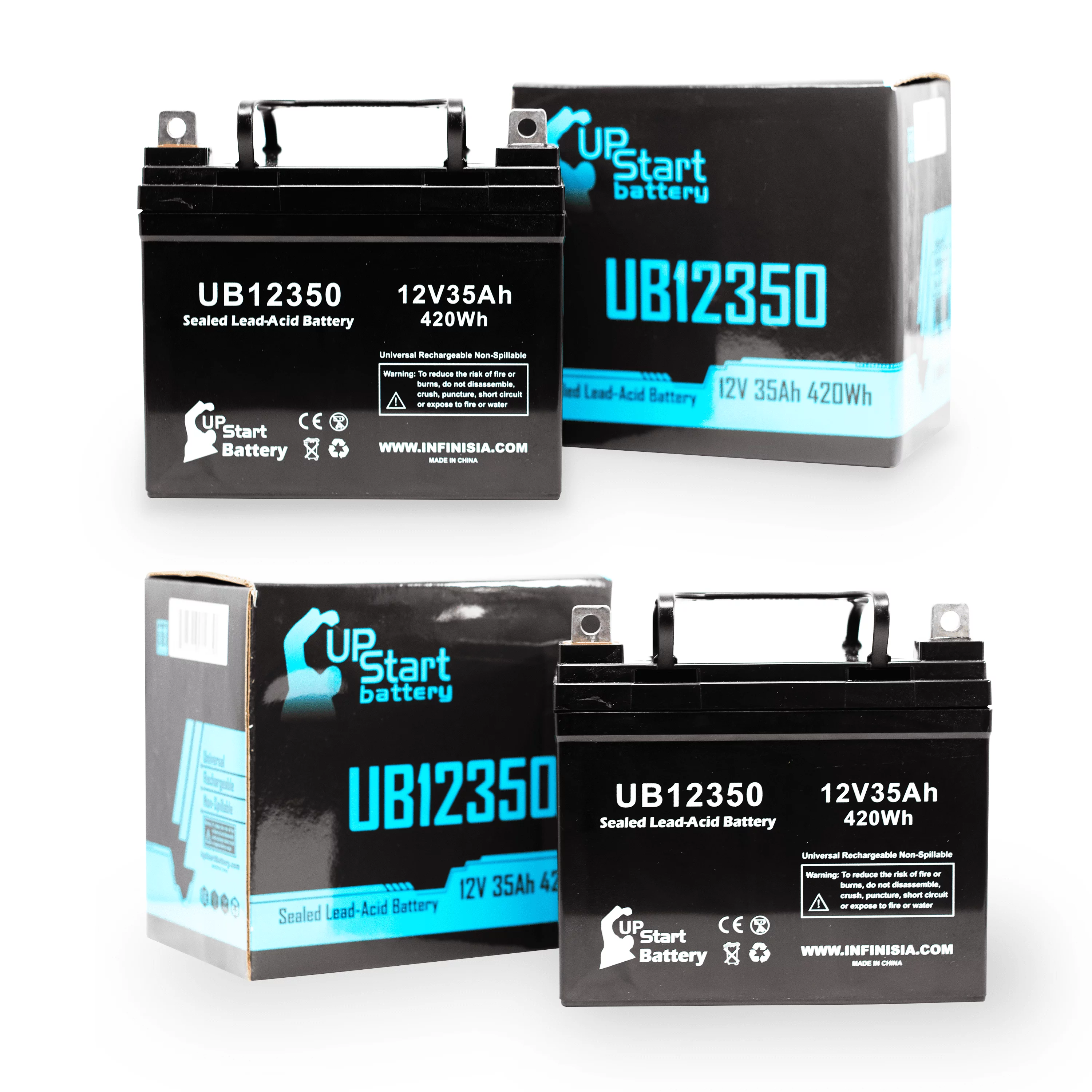2x Pack - Compatible Tru-test 7-1036DE-5 Battery - Replacement UB12350 Universal Sealed Lead Acid Battery (12V, 35Ah, 35000mAh, L1 Terminal, AGM, SLA)