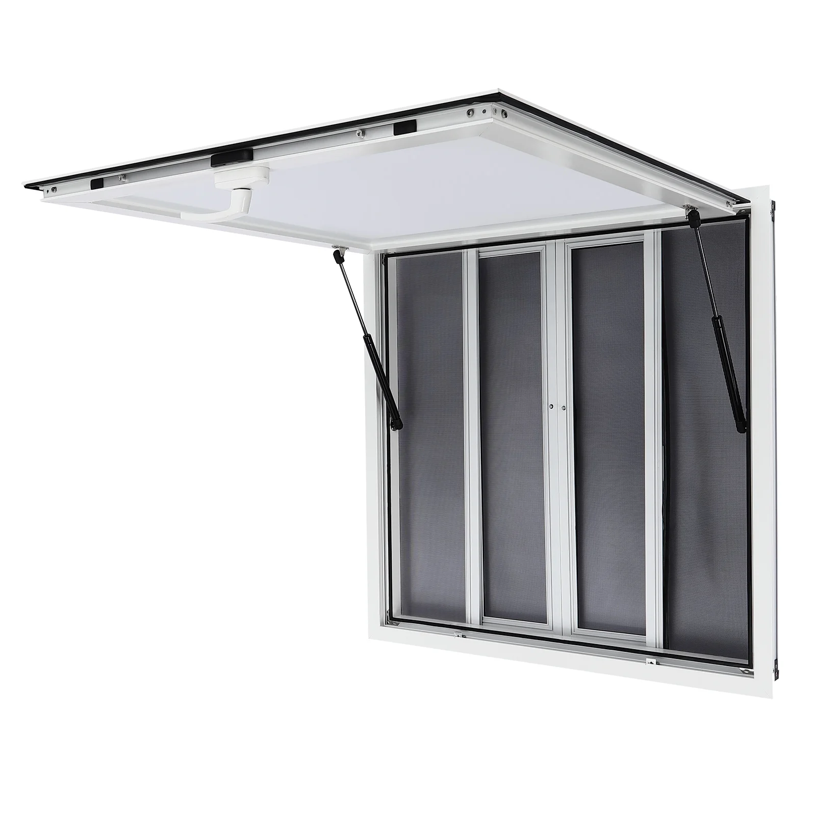 Concession Stand Serving Window with Awning Door, 36x36 inches Food Truck Service Awning with Sliding Screened Mesh