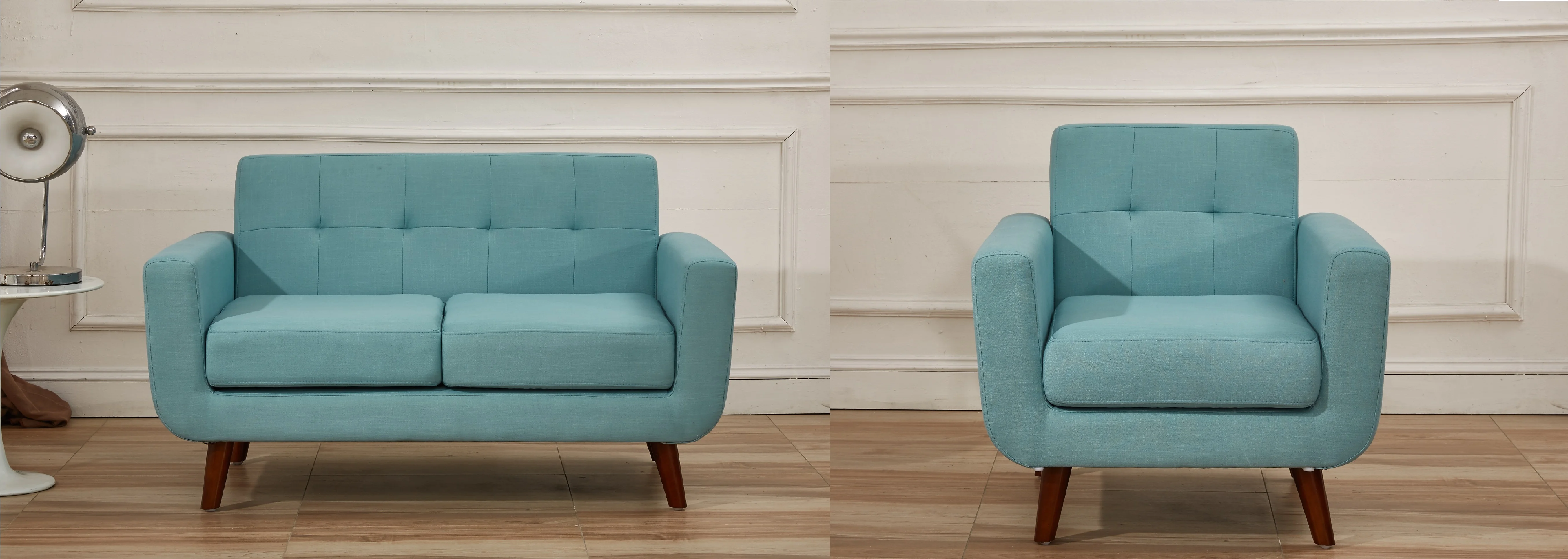 US Pride Furniture Zen Tufted Back Loveseat & Chair Combo Set