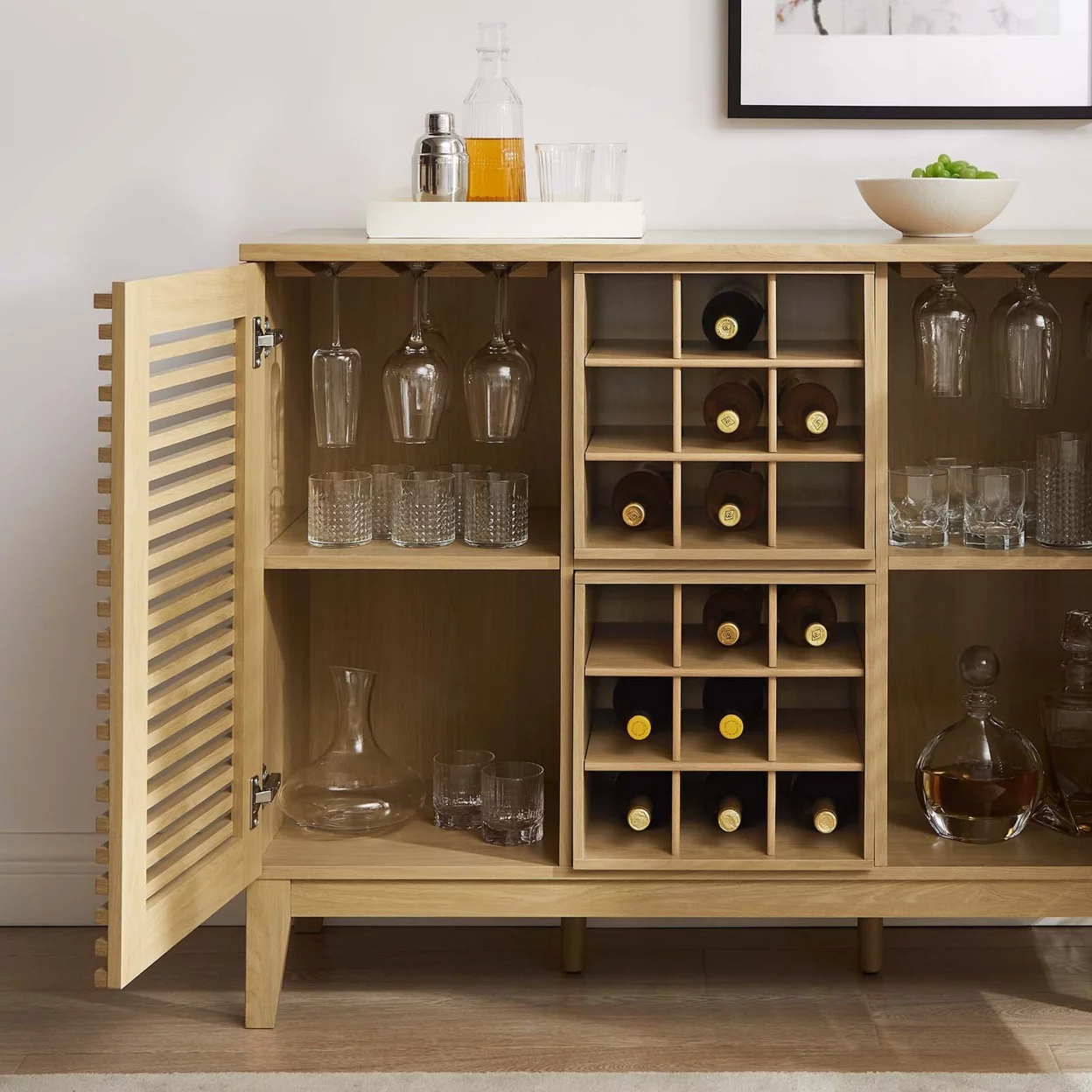 Render Bar Cabinet Oak