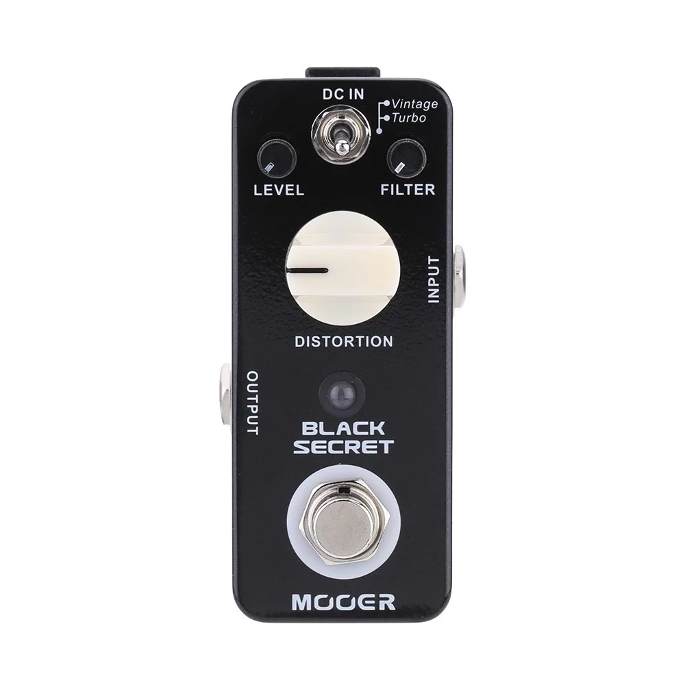 Mooer Black Secret Distortion Pedal, Vintage & Turbo Modes, Compact Design