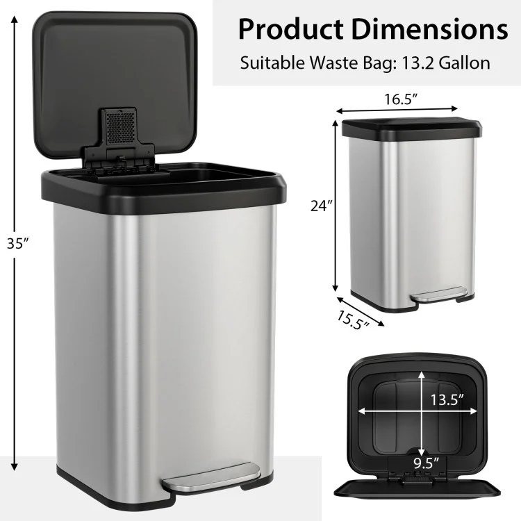 Stainless Steel Step Trash Can - 9.0 L - Upgrade Trash Disposal