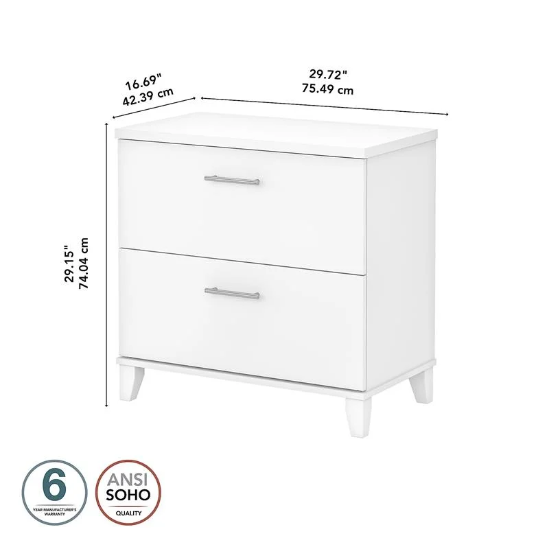 Home Square 2 Piece Engineered Wood Lateral Filing Cabinet Set in White