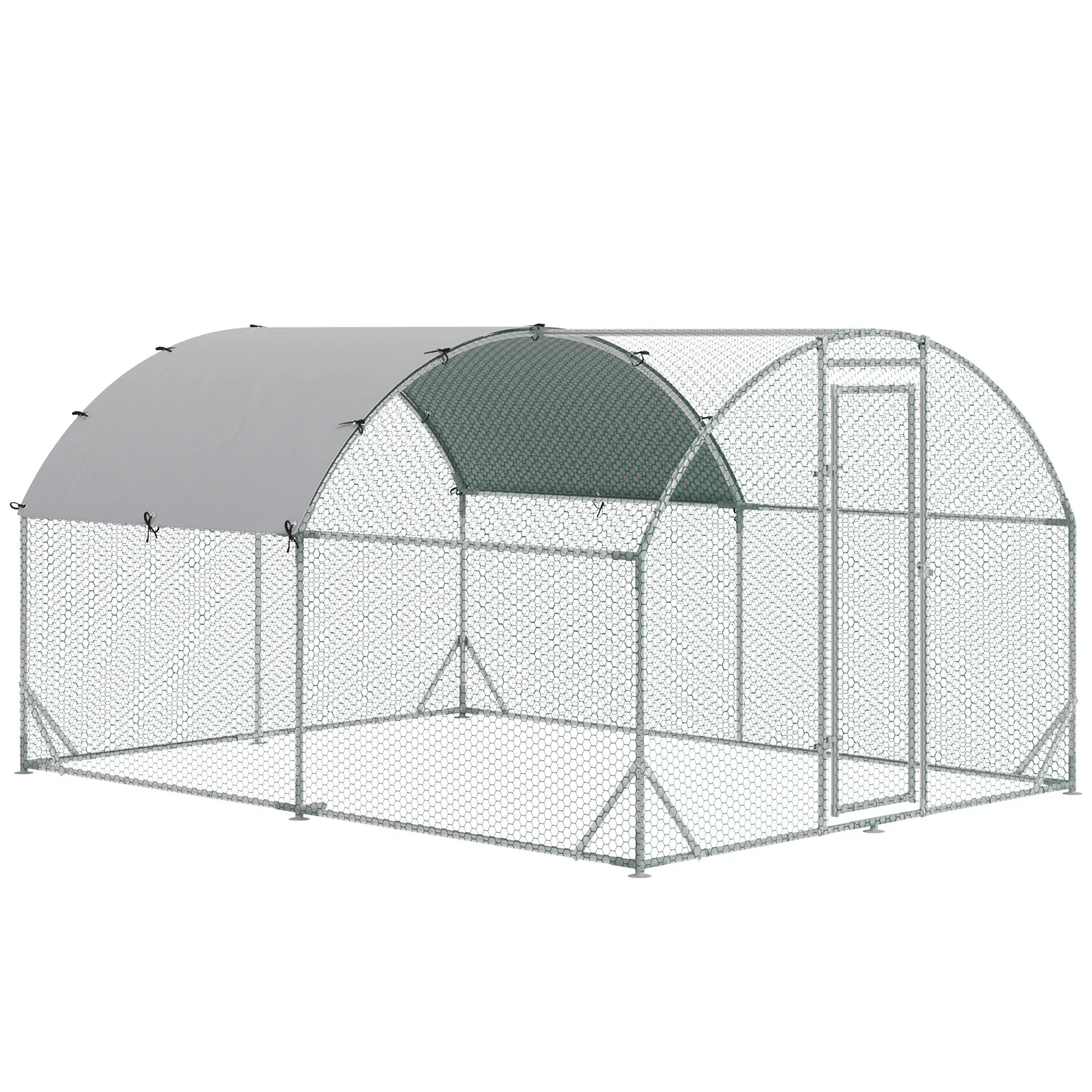 JHOOTUUO PawHut Large  Coop Metal  Run with Waterproof and Anti-UV Cover  Dome Shaped Walk-in Fence Cage Hen House for Outdoor and Yard Farm Use  1” Tube Diameter  9.2‘ x 12.5‘ x 6.5‘