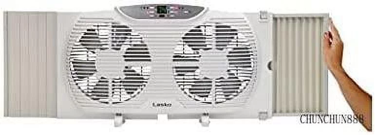 Electrically Reversible Window Fan With Remote Control, 9 INCH, White