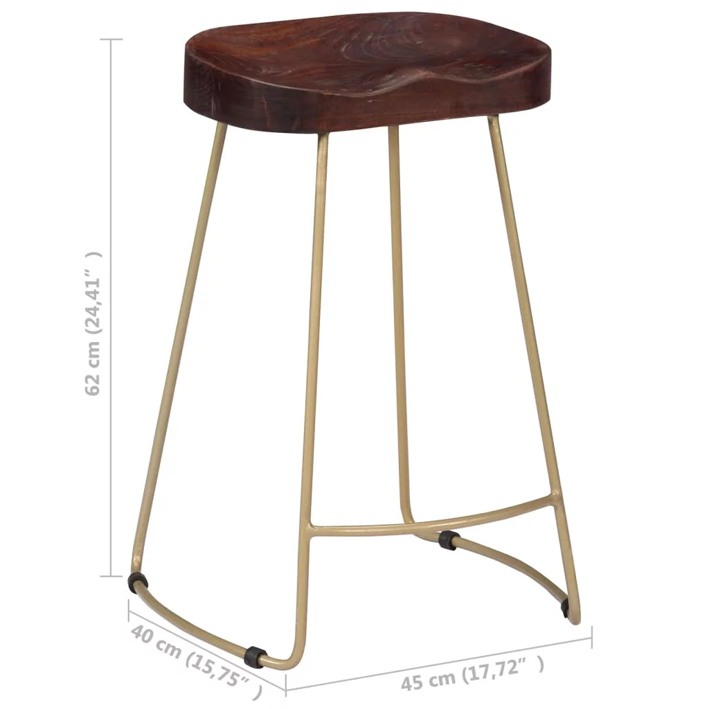 Suzicca Gavin Bar Stools 2 pcs Solid Mango Wood