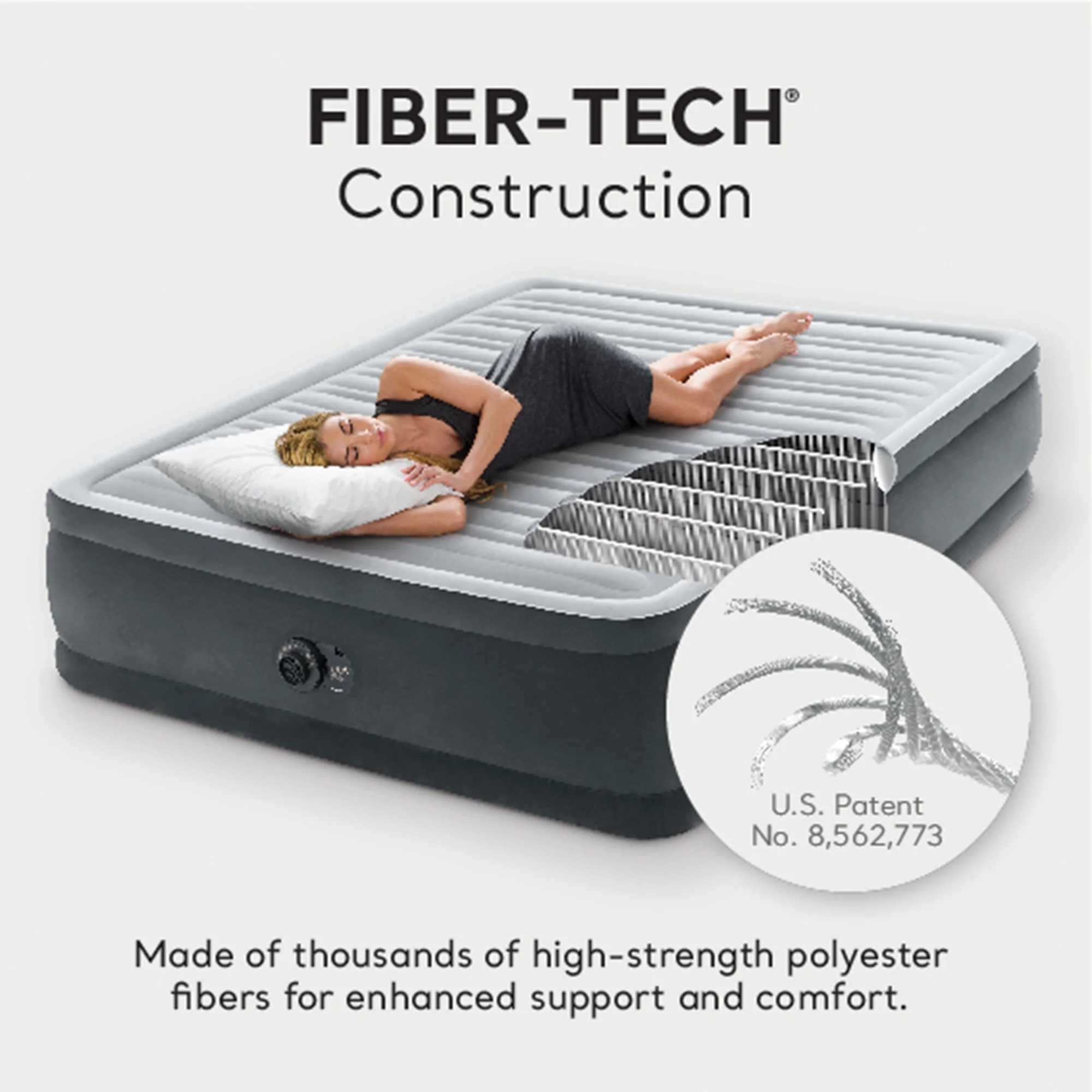 Intex 64413ED Elevated Dura Beam Fiber Tech Airbed w/Pump, Queen (2 Pack)