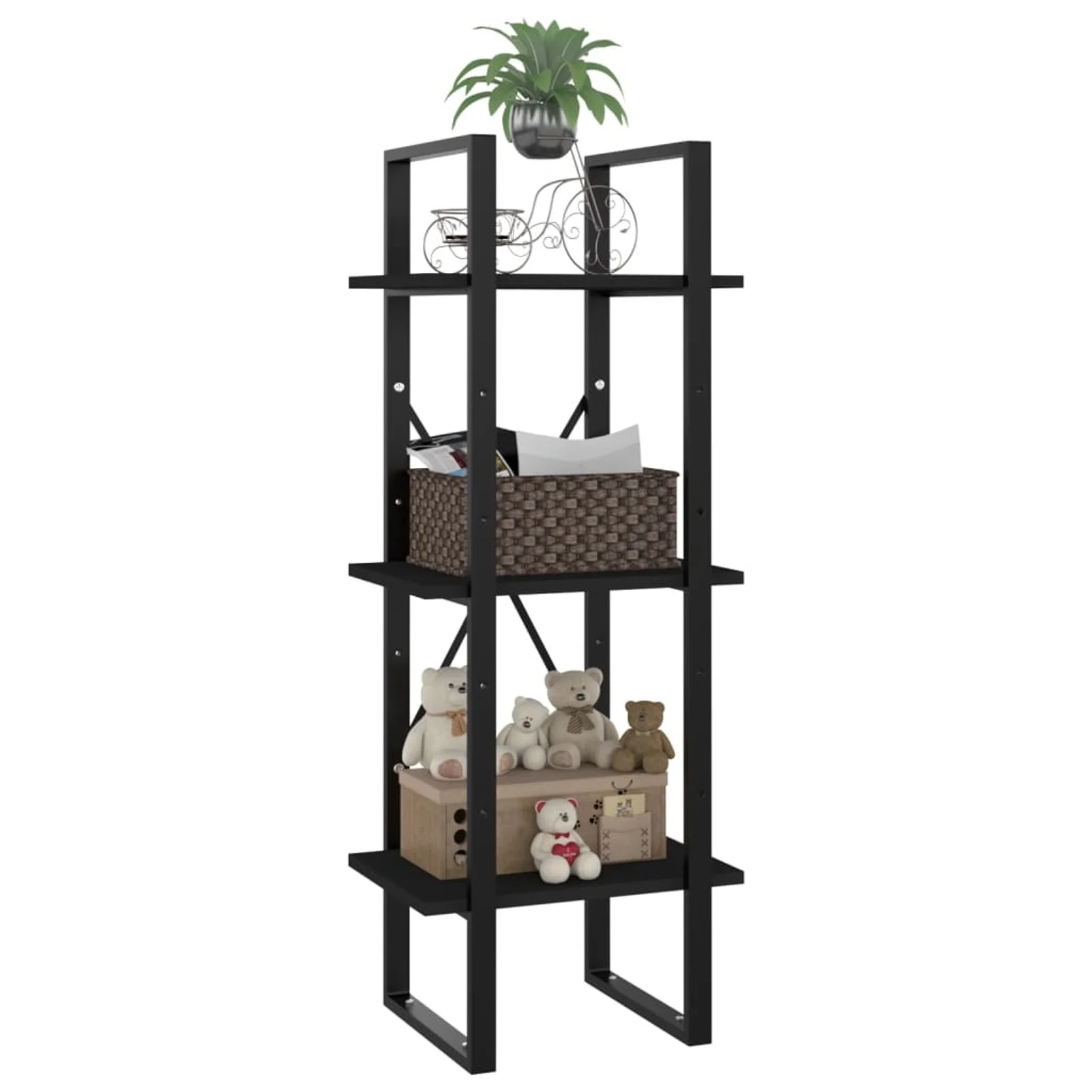 Aibecy 3-Tier Book Cabinet Black 15.7