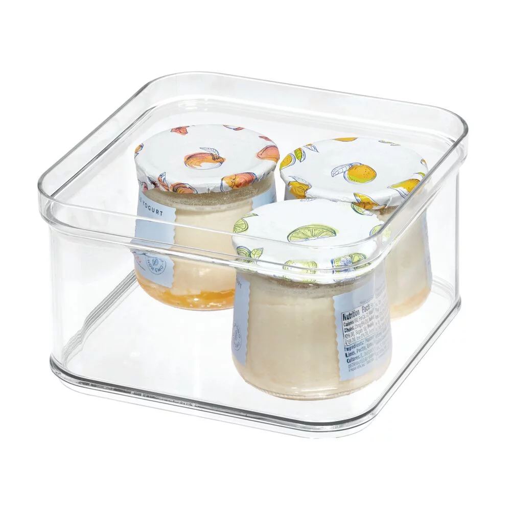 iDesign Crisp BPA-Free Plastic Stackable Refrigerator Square Storage Bin, Clear, 6.32