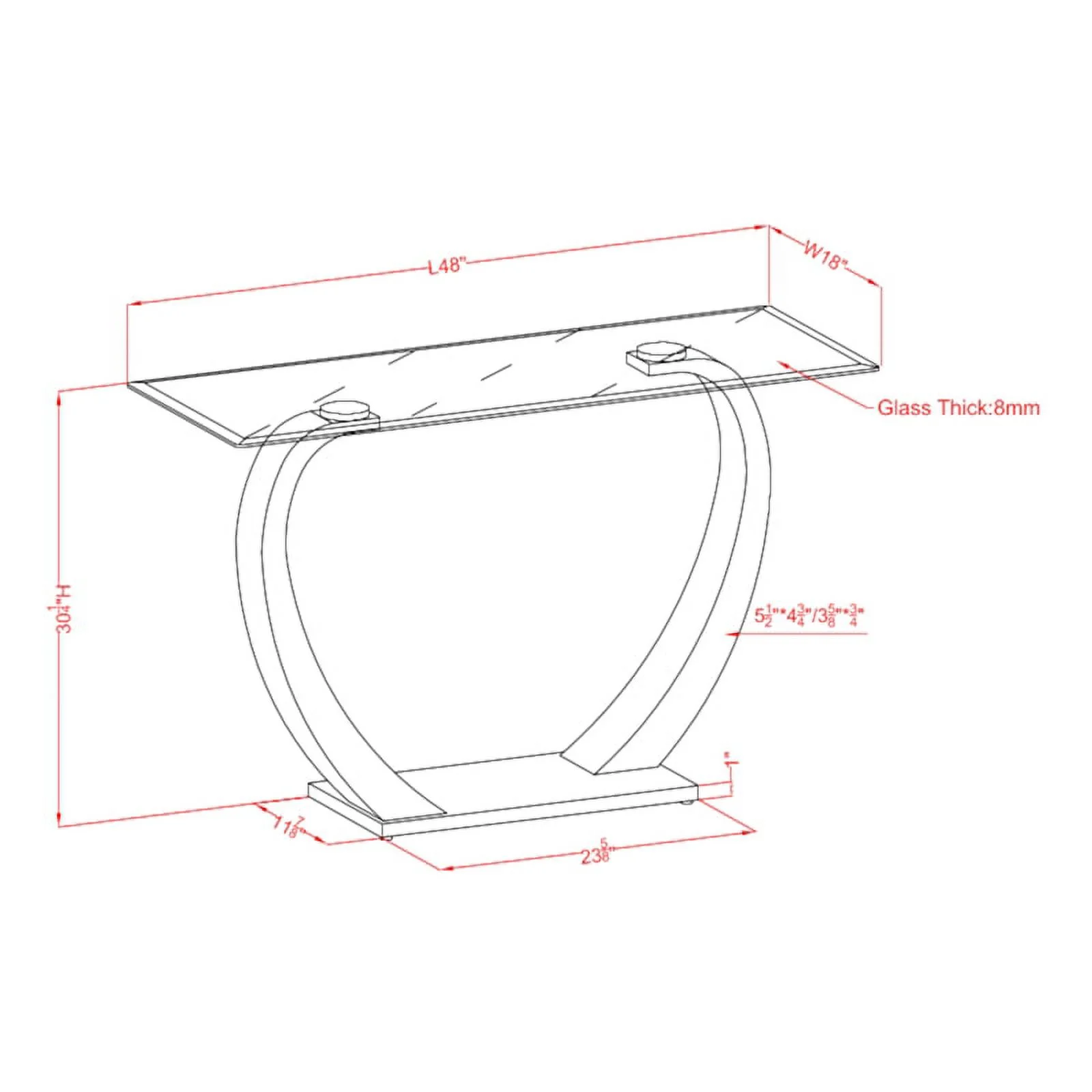 Furniture of America Navarre Glass Top Sofa Table with Black Base