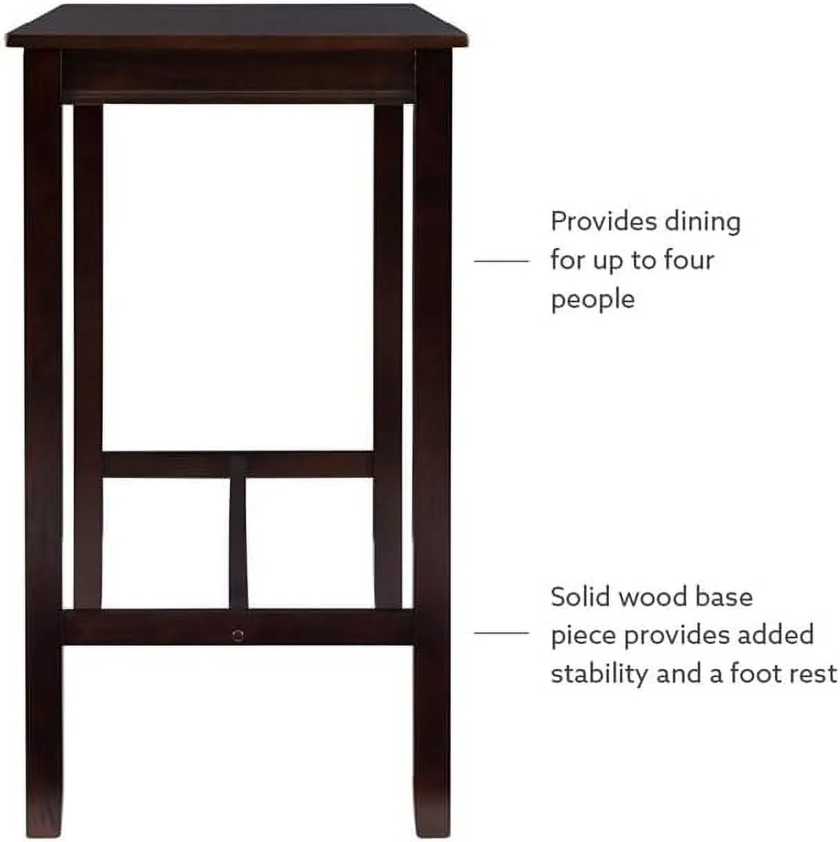 HBBOOMLIFE Claridge 42" Wood  Height Pub Table in Walnut