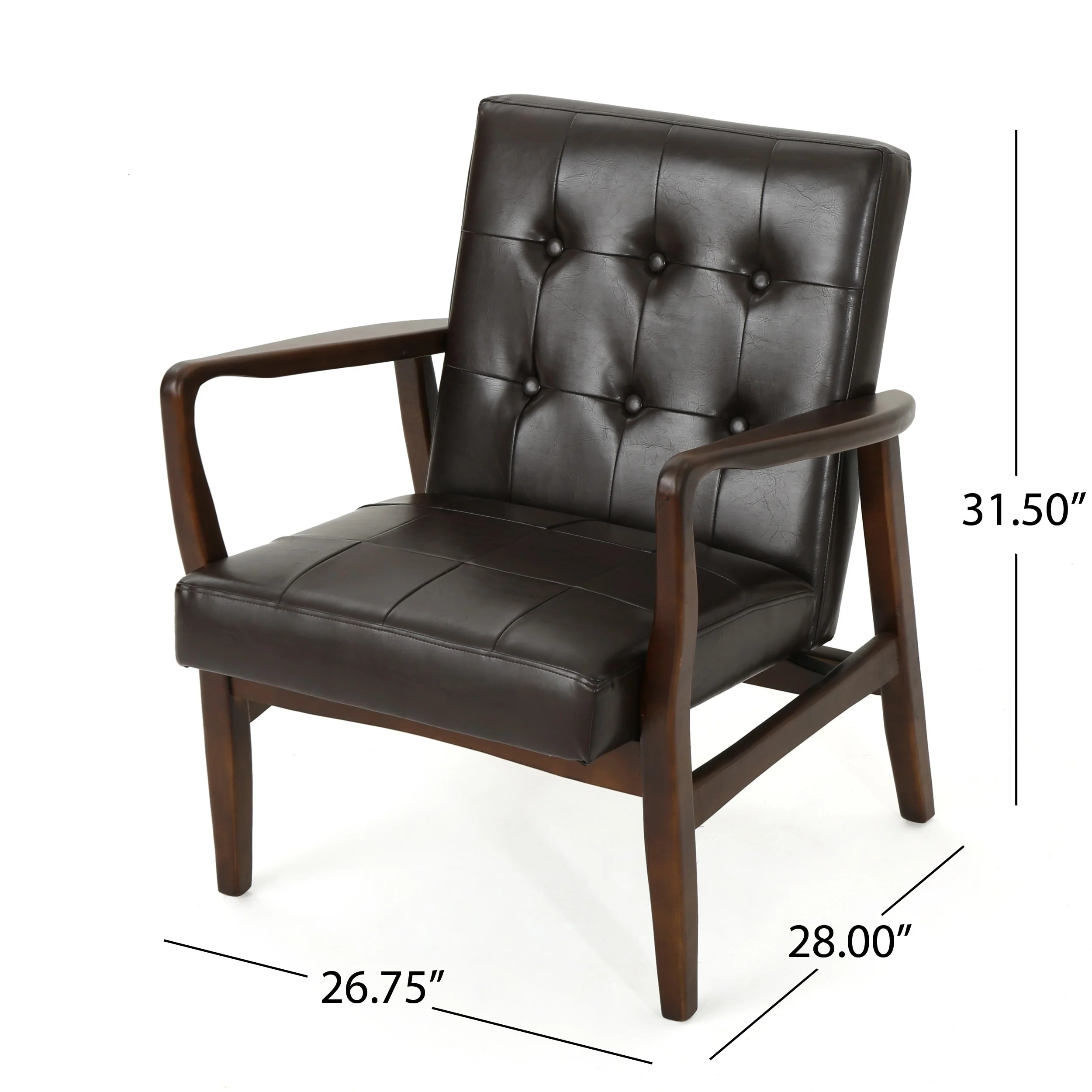 Christopher Knight Home Marcola Mid Century Modern Faux Leather Club Chair with Wood Frame by