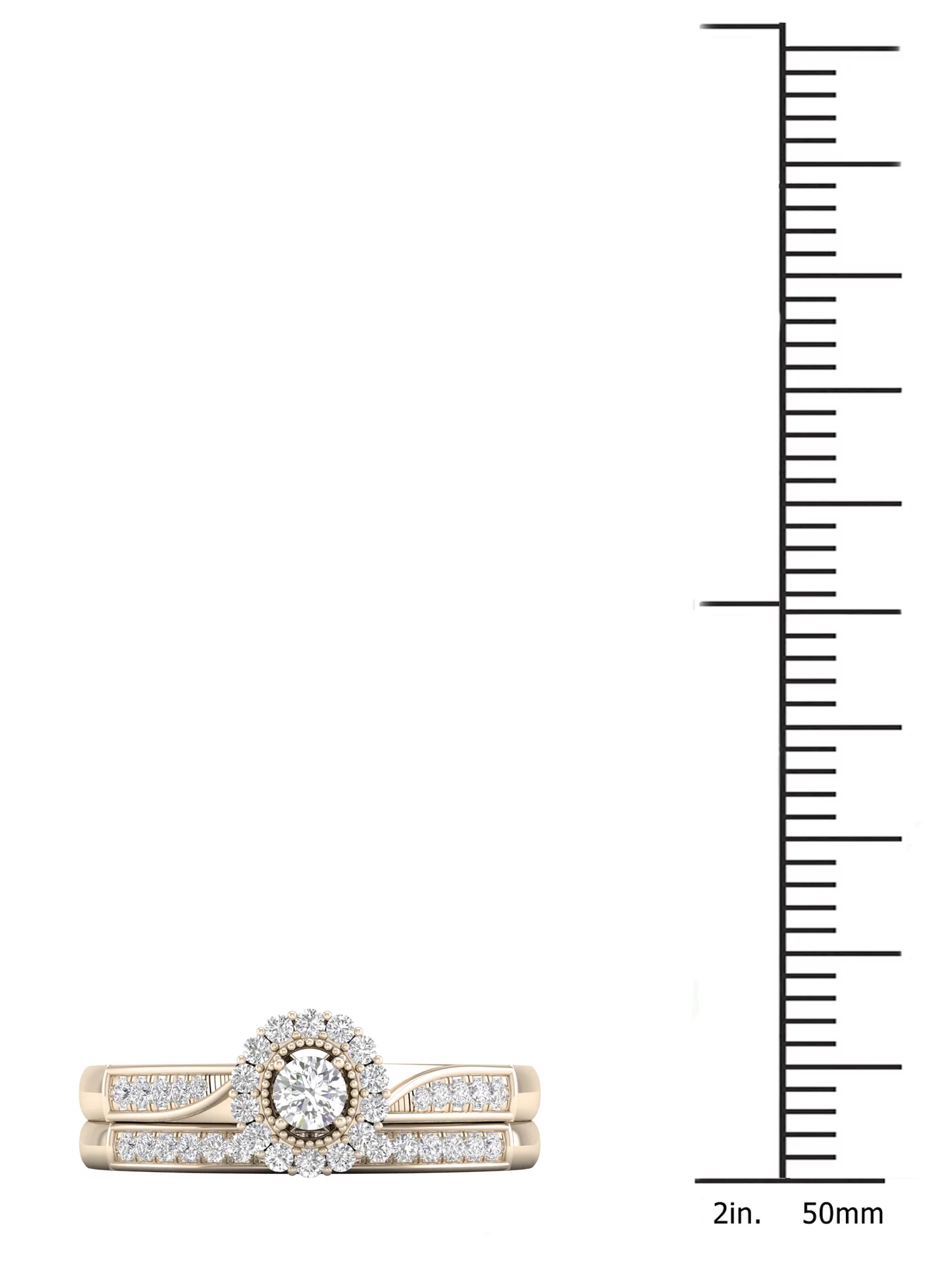 Imperial 1/3Ct TDW Diamond 10k Yellow Gold Halo Bridal Set (H-I, I2)