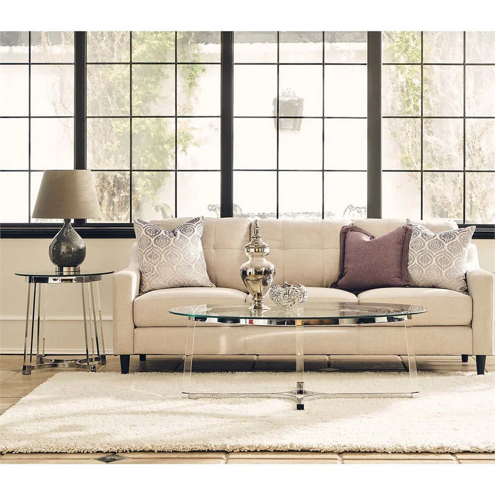 Bowery Hill Modern Metal End Table with Glass Top in Chrome/Clear