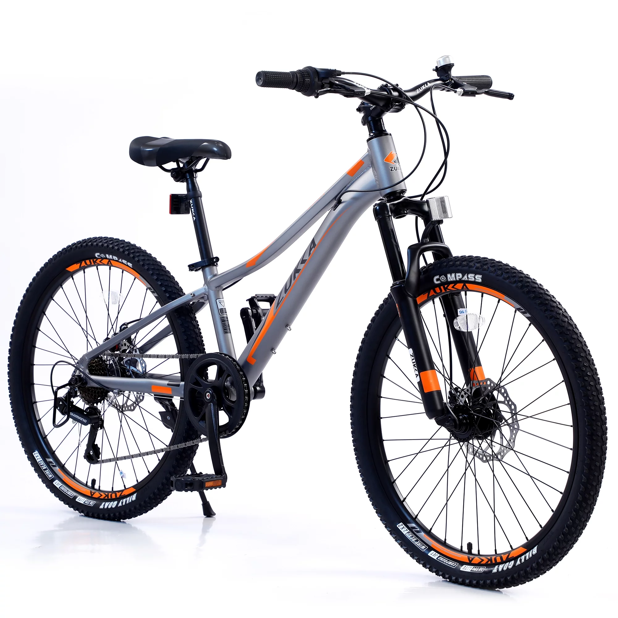 Arnahaishe Kids Mountain Bike for Boys and Girls Aluminum Frame Shimano 7-Speed Dual-Disc Brake 24 inch Child MTB Bicycle, Grey