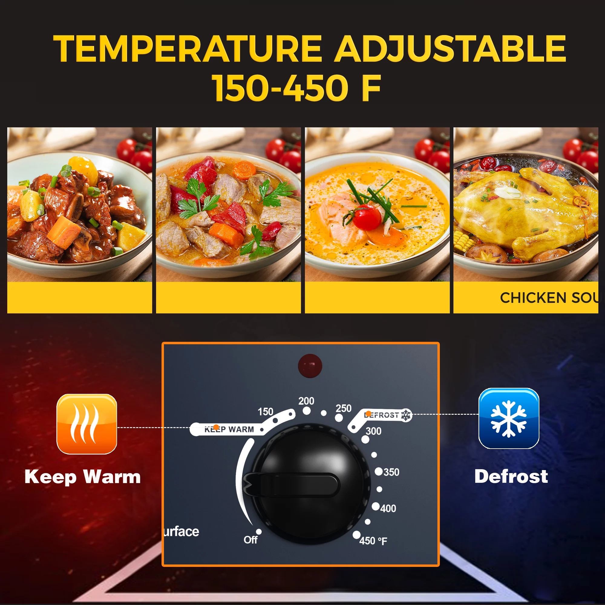 Sunvivi 26 Quart Electric Turkey Roaster Oven with Visible Glass Lid,Removable Pan & Rack, Stainless Steel,Blue