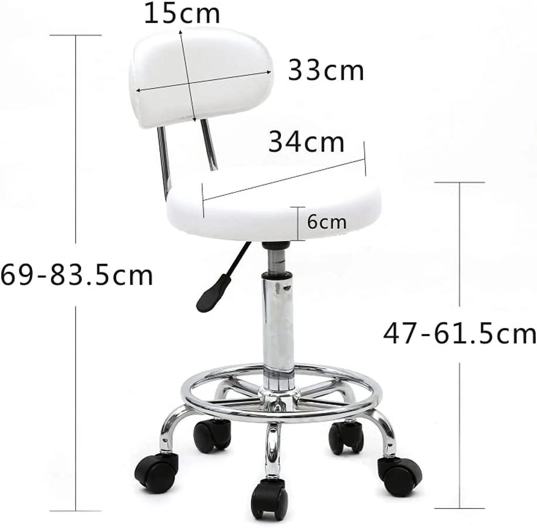 ZFGSUIJN Round  Stool Swivel Salon Spa Stool Chair Modern PU Leather Adjustable Barstools Adjustable Rolling Stool Chair Office Drafting Chairs with Wheels for Home  Kitchen  Medical  Lab