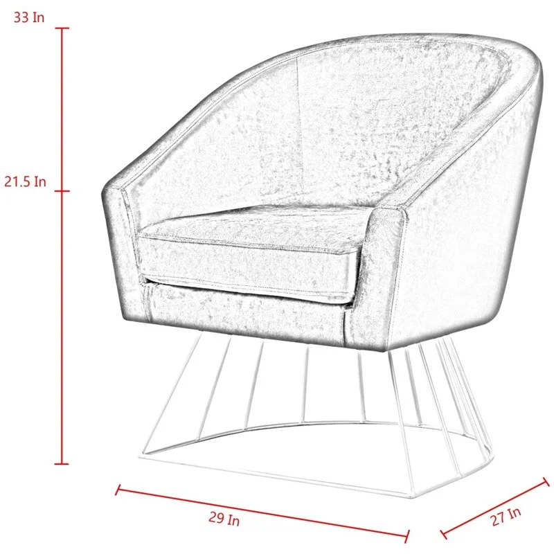 Maklaine Tufted Velvet Barrel Back Accent Chair in Black/Chrome
