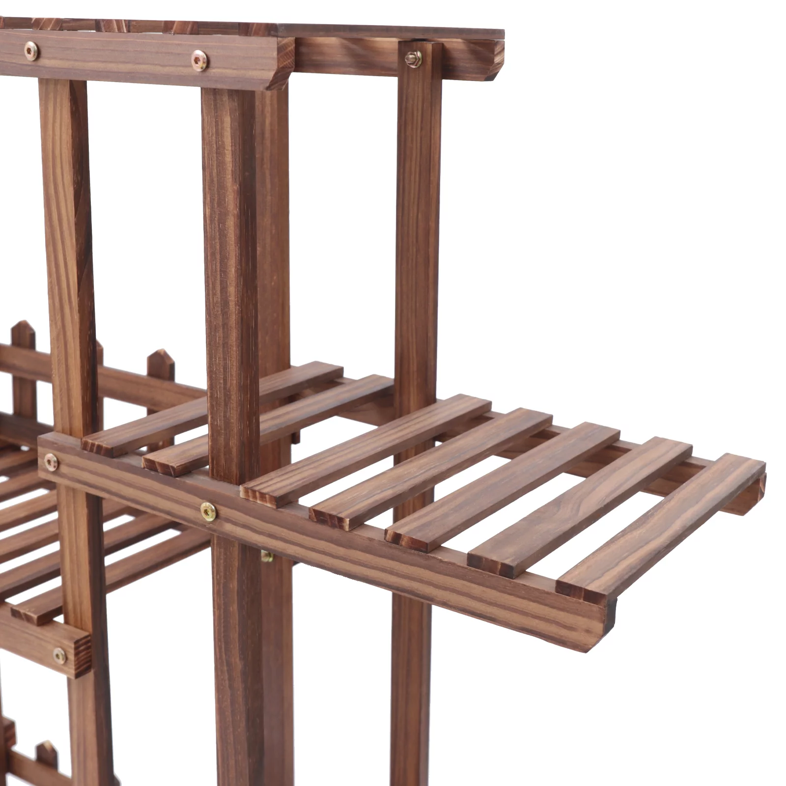 Loyalheartdy Movable Plant Stand, 9 Tier 17 Potted Wooden Flower Holder Rolling Tiered Plant Rack Display Shelf w/Detachable Wheel